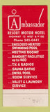 Matchbook Cover - Kashmiri Ambassador Resort Minneapolis MN WEAR 30 Strike
