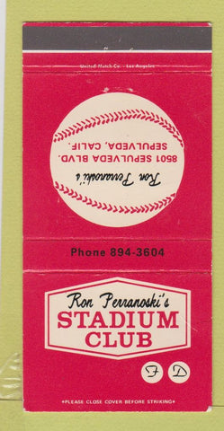 Matchbook Cover - Ron Perranoski's Sepulveda CA Dodges baseball WEAR 30 Strike