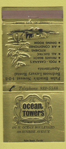 Matchbook Cover - Ocean Towers Palm Beach FL 30 Strike