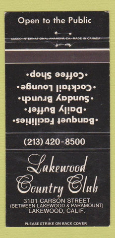Matchbook Cover - Lakewood Country Club Lakewood CA 30 Strike