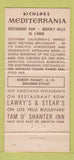 Matchbook Cover - Richlor's Mediterrania Beverly Hills CA  30 Strike