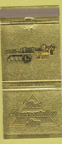 Matchbook Cover - West Transportation Inc Trucking Richmond CA 30 Strike
