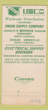Matchbook Cover - Union Supply Charlotte Durham Pinehurst NC 30 Strike