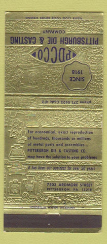Matchbook Cover - Pittsburgh Die Casting PA 30 Strike
