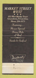 Matchbook Cover - Market St West Greensboro NC 30 Strike