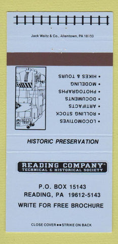 Matchbook Cover - Reading Company Technical Historic Society PA 30 Strike BLUE