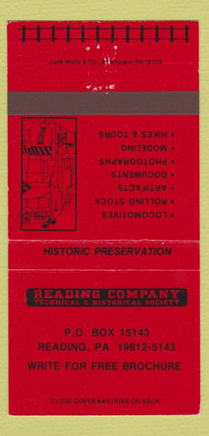 Matchbook Cover - Reading Company Technical Historic Society PA 30 Strike RED