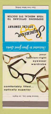 Matchbook Cover - Superior Optical Glasses CA CHAIN 30 Strike