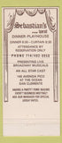 Matchbook Cover - Sebastian's Theater Restaurant San Clemente CA 30 Strike