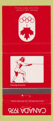 Matchbook Cover - 1976 Olympics Canada Fencing RED 30 Strike