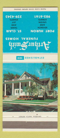 Matchbook Cover - Arthur Smith Funeral Home Port Huron St Clair MI 30 Strike