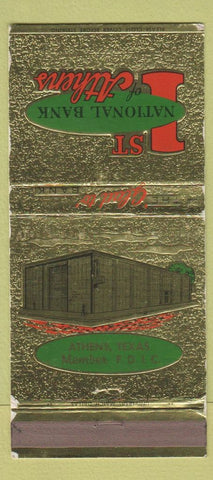 Matchbook Cover - 1st Natonal Bank Athens TX 30 Strike #1