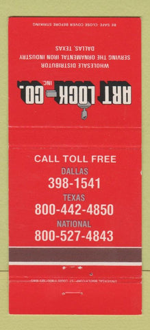 Matchbook Cover - Art Lock Dallas TX doors 30 Strike