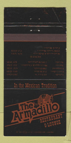 Matchbook Cover - Armadillo Restaurant Denver CHAIN WORN 30 Strike