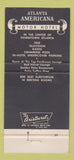 Matchbook Cover - Atlanta Americana Htoel GA WEAR 30 Strike