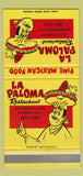 Matchbook Cover - LA Paloma Mexican La Verne San Bernardino CA 30 Strike