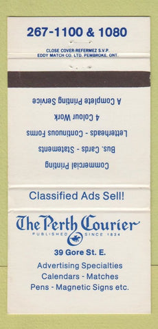 Matchbook Cover - Perth Courier Newspaper ON 30 Strike