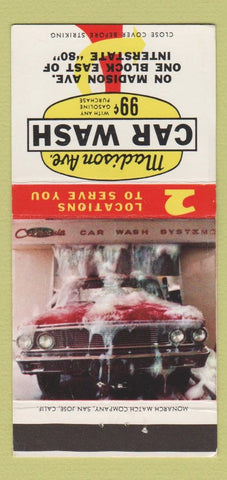 Matchbook Cover - Madison Ave Car Wash Sacramento CA 30 Strike