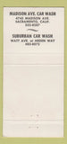 Matchbook Cover - Madison Ave Car Wash Sacramento CA 30 Strike