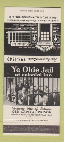 Matchbook Cover - Ye Olde Jail Washington DDC Colonial Inn 30 Strike