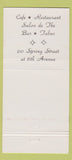 Matchbook Cover - Cafe Restaurant 30 Strike