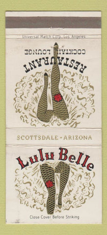 Matchbook Cover - Lulu Belle Restaurant girlie Scottsdale AZ 30 Strike
