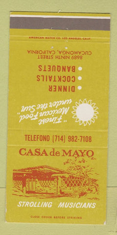 Matchbook Cover - Casa De Mayo Mexican Cucamonga CA 30 Strike
