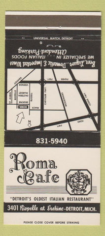 Matchbook Cover - Roma Cafe Detroit MI Italian 30 Strike