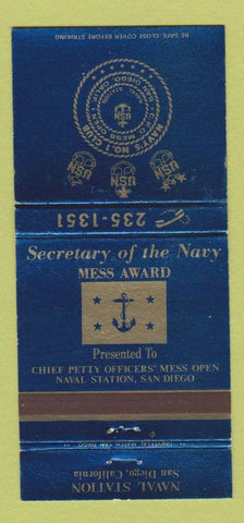 Matchbook Cover - Navy Officers Club San Diego CA 30 Strike