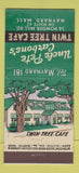 Matchbook Cover Uncle Pete Carbone's Twin Tree Cafe Maynard MA 21 Strike Feature