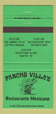 Matchbook Cover - Pancho Villa's Mexican San Carlos El Cajon CA 30 Strike