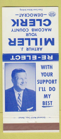 Matchbook Cover - Arthur Miller Macomb County Clerk MI 30 Strike