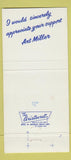 Matchbook Cover - Arthur Miller Macomb County Clerk MI 30 Strike