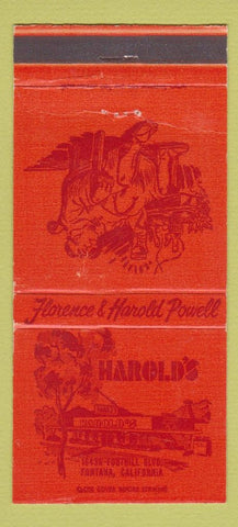 Matchbook Cover - Harold's Fontana CA 30 Strike