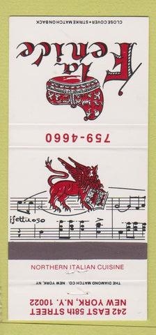 Matchbook Cover - La Fenice New York City 30 Strike