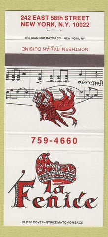Matchbook Cover - La Fenice New York City 30 Strike