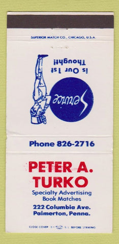 Matchbook Cover - Peter A Turko Match Books Palmerton PA 30 Strike