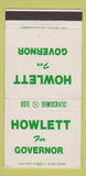 Matchbook Cover - Howlett for Governor Illinois IL 1976 30 Strike