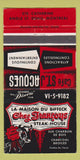Matchbook Cover - Le Maison Du Bifteck Chez Francoys Steak Montreal QC 30 Strike