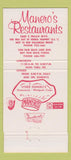 Matchbook Cover - Manero's West Palm Beach FL 30 Strike
