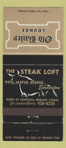 Matchbook Cover - Old Bailey Lounge Steak Loft Edmonton AB 30 Strike
