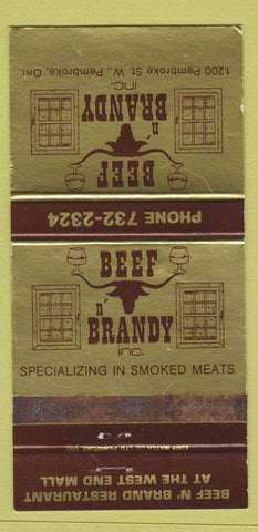 Matchbook Cover - Beef n Brandy Pembroke ON WEAR 30 Strike