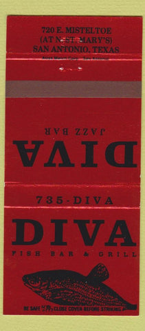 Matchbook Cover - Diva Fish Bar Grill San Antonio TX 30 Strike