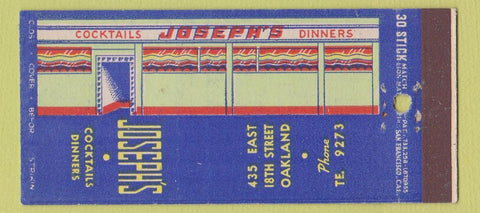 Matchbook Cover - Joseph's Oakland CA 30 Stick