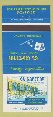 Matchbook Cover - El Capitan Lodge Casino Hawthorne NV 30 Strike
