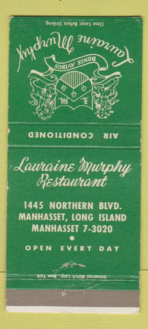 Matchbook Cover - Lauraine Murphy Restaurant Manhasset LI NY 30 Strike