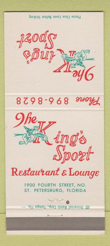 Matchbook Cover King's Sport Restaurant Horse Racing St Petersburg FL 30 Strike