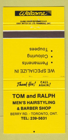 Matchbook Cover - Tom Ralph Barber Shop Toronto ON 30 Strike
