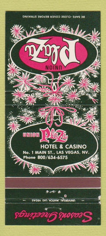 Matchbook Cover - Union Plaza Hotel Casino Las Vegas NV Christmas 30 Strike