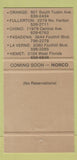 Matchbook Cover - Steer n Stein Orange Fullerton Chino Pasadena CA 30 Strike